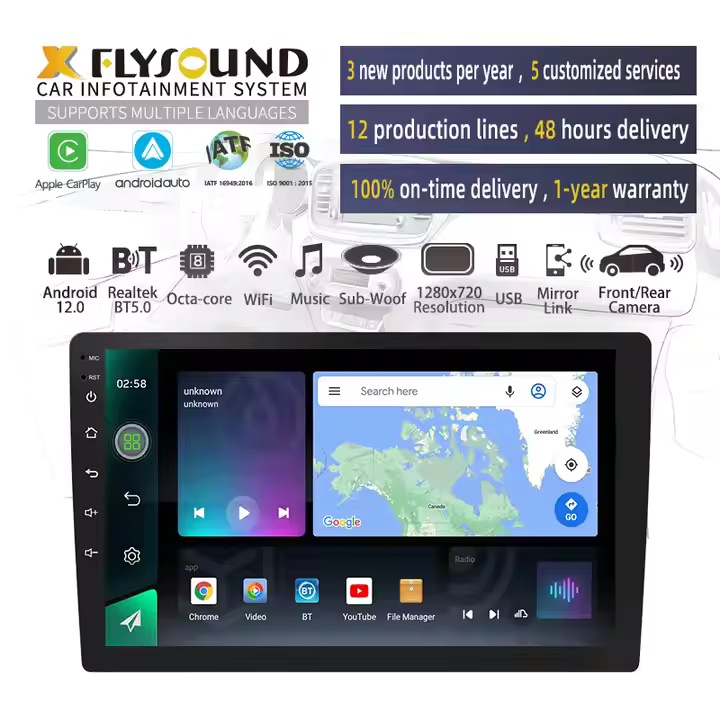 Flysonic ODM services 9 inch customization 3+32GB car video navigation android car radio