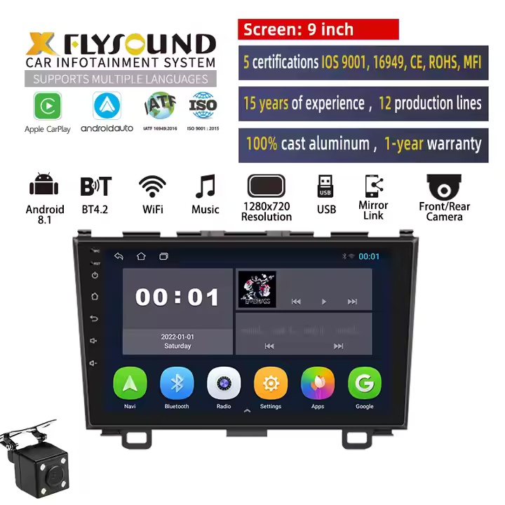 9 inch IPS screen MP5 audio system android vintage car radio for Japanese model CRV RE3 RE4