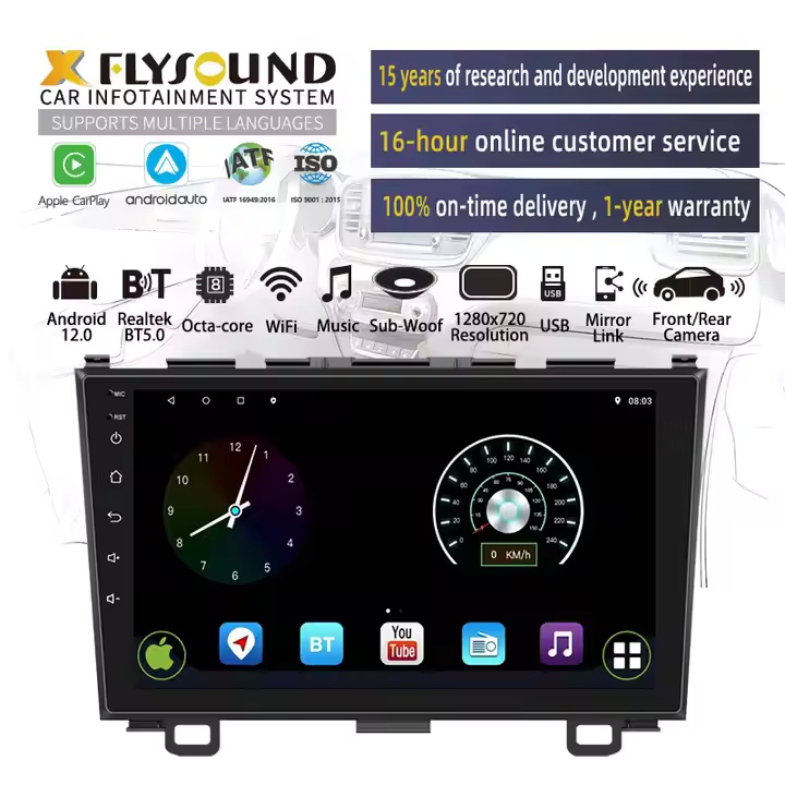 ODM/OEM 1280*720 9 inch 2 din 3+32GB 4G Wifi car DVD player for Japanese model CRV RE3 RE4