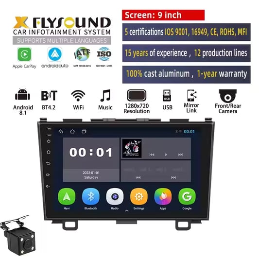9 inch IPS screen MP5 audio system android vintage car radio for Japanese model CRV RE3 RE4