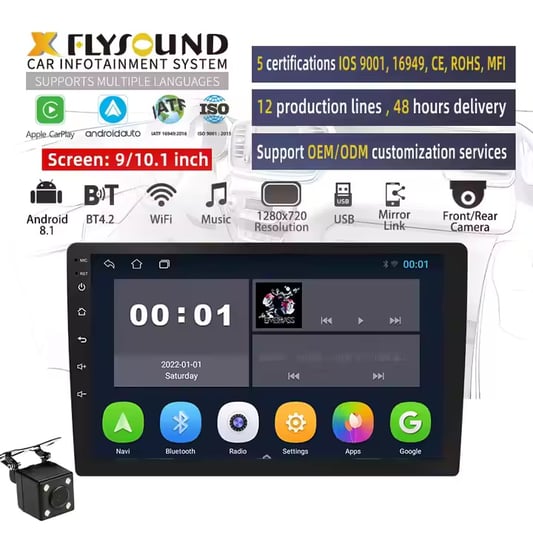 Flysonic OEM/ODM 2 din 10 inch 1+16GB android car radio