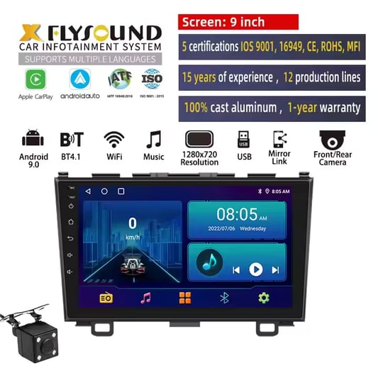 OEM/ODM QLED ultra clear screen 2 din 9/10 inch car android player with BT wifi