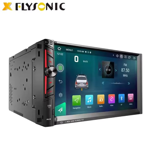 Flysonic upgrade QLED 7 inch 1280x720 screen 2 din navigation car dvd player